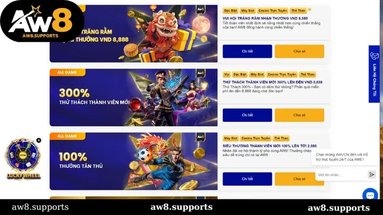 Cơ Hội Nhận Thưởng Khủng Từ Khuyến Mãi Nhà Cái AW8 Đừng Bỏ Lỡ Ngay